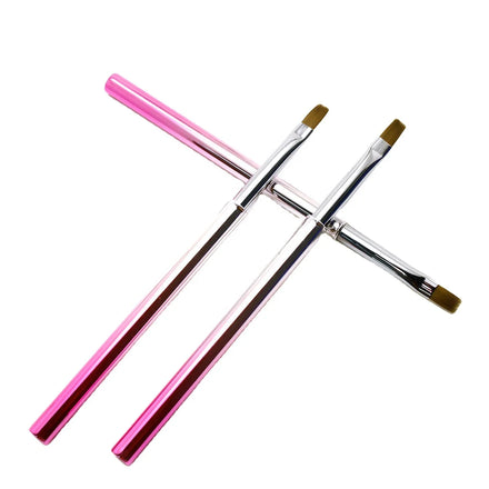 Wholesale 3pcs Colorful Ombre Metal Handle Gel Nail Art Brush Set Nylon Oval Flat Oblique Brush Professional Nail Tools Socheal