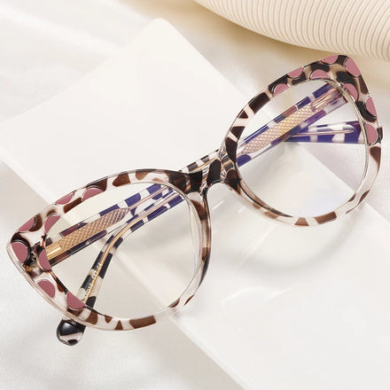 82069 Fashion Cat Eye Frame Anti Blue Light Glasses Women's Leopard Frame CP Plug-in Trend Optical Frame 2026