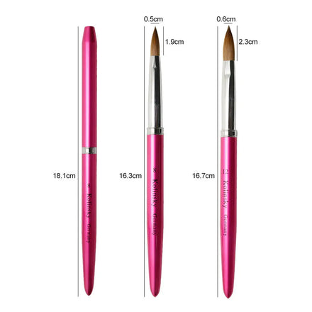 Custom Logo Pinceles 100% Pure Kolinsky Brush Six Angles- Black Petal Crimped Kolinsky Acrylic Nail Brush for Acrylic Nails Art