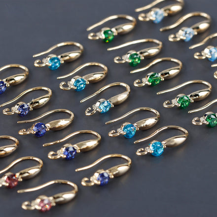M957 10pcs/Lot 18K Gold Plated Copper Nickel Free Jewelry Accessories DIY Earring Making Findings Pass REACH Clasp Hooks Zircon