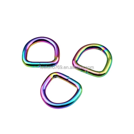 Stock Supply Good Quality 16 X 16 X 3.8mm rainbow Colored Metal D Ring Bag Bucckle