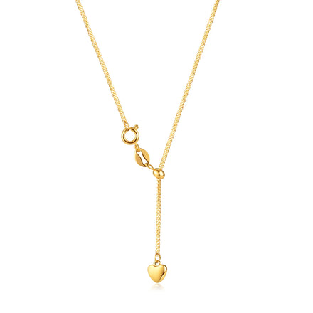 Stainless Steel Heart Tassel Necklace 18K Gold Plating High Polished Non Tarnish Draw String Heart Pendant Necklace Jewelry