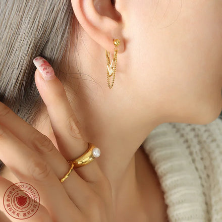Wholesale Waterproof Hypoallergenic Stainless Steel Women Jewelry Stud Ear Long Drop Tassel Chain Ins Accessories Earrings