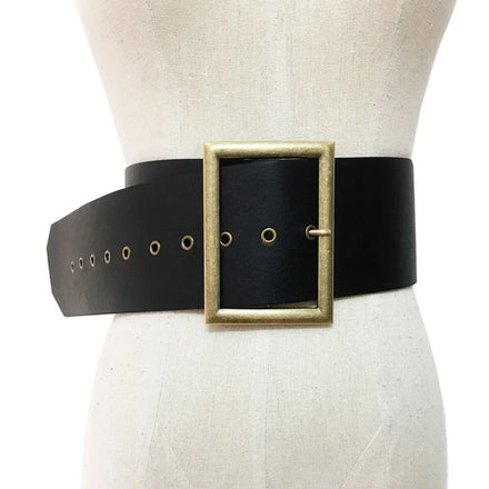 Wide Coat Women PU Leather Belt Designer Waistbands Gold Bucket Fashion Belt