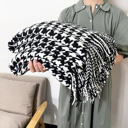 Modern Simple Thousand Bird Pattern Decorative Sofa Blanket Home Stay Model Room Sofa Decorative Bed End Blanket