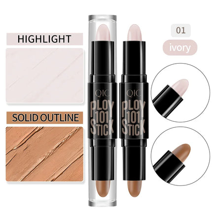 For Vegan Double Ended Concealer Stick Moisturizer Stereoscopic Contouring Brightening Face Highlighter Pen