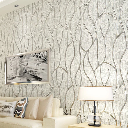 Modern 3D Striped Floral Non-Woven Fireproof Anti-static Waterproof Interior Wallcoating Wallpaper for Living Room Bedroom Sofa