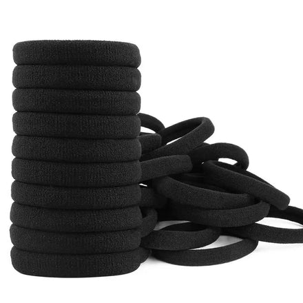 Genya 5CM Black Hair Ties for Women Girls Seamless Thick Black Hair Band Elastic Hair Ties No Damage Ponytail Holder