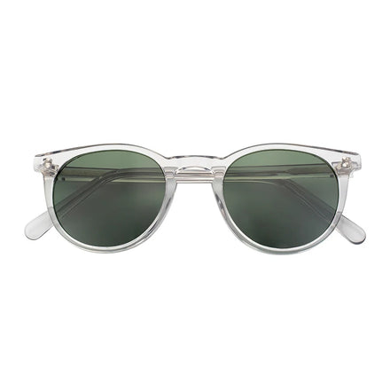 Custom Logo Retro Round Sunglasses Polarized Tac Lenses Trendy White Transparent Frames Cellulose Mazzucchelli Acetate Shades