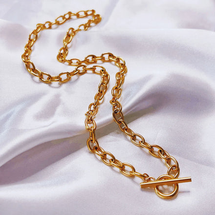 18k Real Gold Plated 6mm O Link Necklace Chunky Choker Custom 18k Gold Plated Stainless Steel Jewelry Thick O Chain Necklace