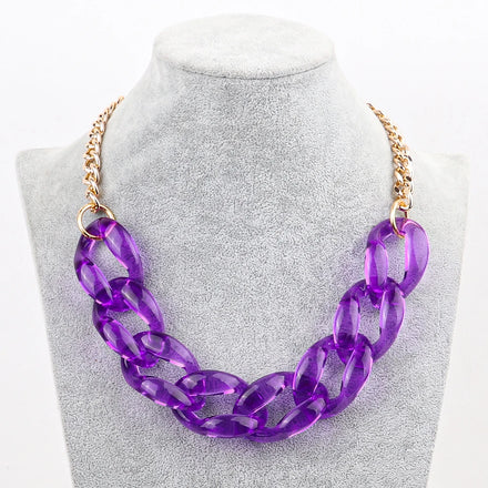 Simple Korean Designer Jewelry Color Juice Clear Resin Chain Cost-effective Plastic Fashion Acrylic Necklace PartyJewelry
