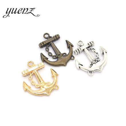 YuenZ Antique Silver Color Charms Metal Ship's Anchor Charm Pendant Bracelet Necklace Jewelry Making 28*24mm H09