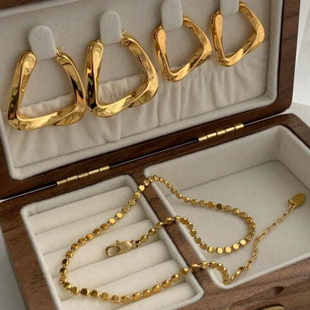 2023 Fine Real Gold Vintage Gold Plated Earrings for Women Jewelry