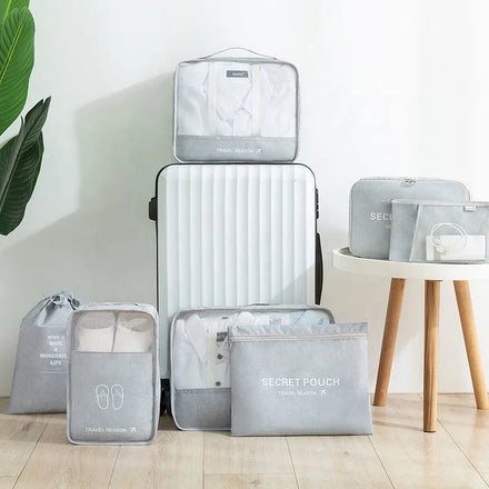 New Design Compression Packing Cubes 7pcs 8pcs 9pcs Set Luggage Storage Travel Bag Portable Organizer Bag for Suitcase