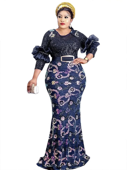 2022 Christmas New Arrivals African Women's Evening Dresses Sequins Party Dress Fashion Elegant Slim Dress