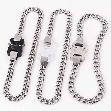 Fashion Hip Hop Stainless Steel Necklace Silver Metallic Sense Punk Style Necklace Bracelets Set for Men Women