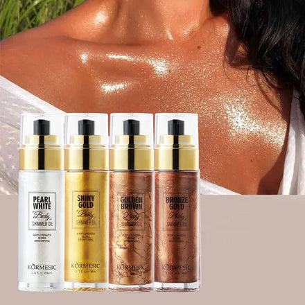 KORMESIC Private Label Custom logo Dry Scented Bronzer Gold Body Shimmer Highlighter Oils Spray