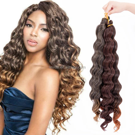 AliLeader 18inch Synthetic Extension Bulk Crochet Hair Deep Wave Crochet Braid Hair