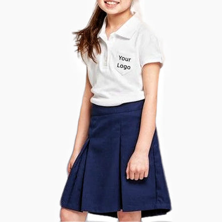 Custom Logo Embroidery Badge Girls Polo Shirt Skirt School Wear Guangzhou Vendor Children's School Uniforms