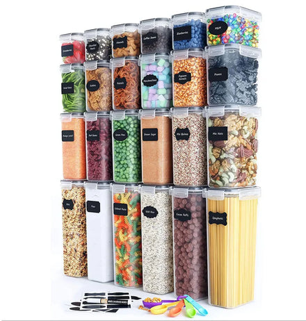 28 Pack Airtight Food Storage Container Set BPA Free Clear Plastic Pantry Kitchen Organization and Storage Container with Lid
