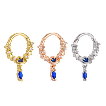Gaby hot septum clicker nose ring hoop CZ blue star nose ring free shipping nose ring snoring wholesale Body piercing Jewelry