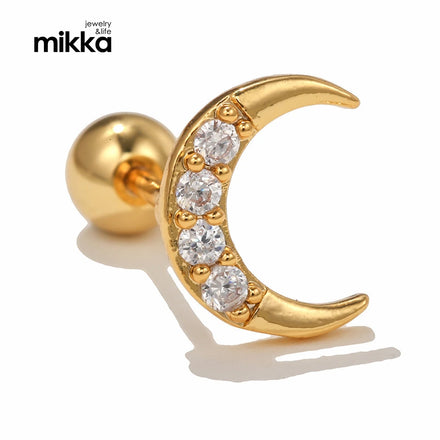 Fashion Jewelry 925 Silver 18k Gold Plated Crescent Half Moon Stud Earring