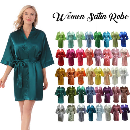 Ready to Ship RTS Luxury Silk Satin Bride Bridesmaid Robe Plus Size Women's Bath Robe Summer V-neck Three Quarter Wedding Robes