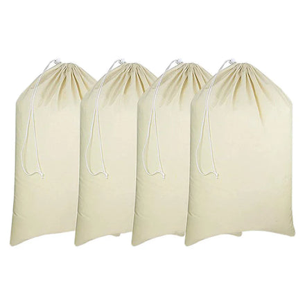 Custom Large Cotton Canvas Travel Laundry Drawstring Bag Eco Friendly Reusable Dirty Clothes Storage Organizer Hamper Bag