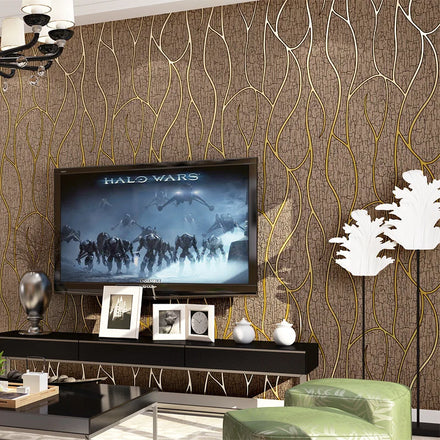 Hot Sale 3D Striped Deer Skin Waterproof Floral Pattern Non-Woven Wallpaper for Living Room TV Background and Bedroom Sofa