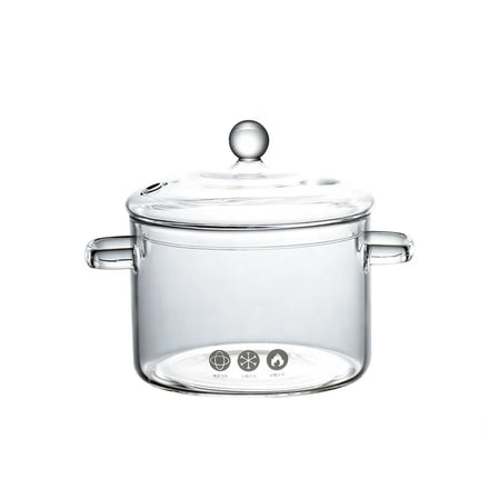Top Selling 1300ml 1500ml Heat Resistant Transparent High Borosilicate Glass Cooking Pot Glass Pots for Gas Stove Top