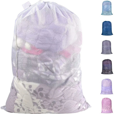 Custom Large Travel Laundry Drawstring Bag Dirty Clothes Organizer Mesh Bag Fit for Basket Hamper