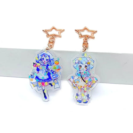 Custom Epoxy Resin Glitter Transparent Keychain Acrylic Jewelry Cartoon Epoxy Resin Rainbow Acrylic Keychain