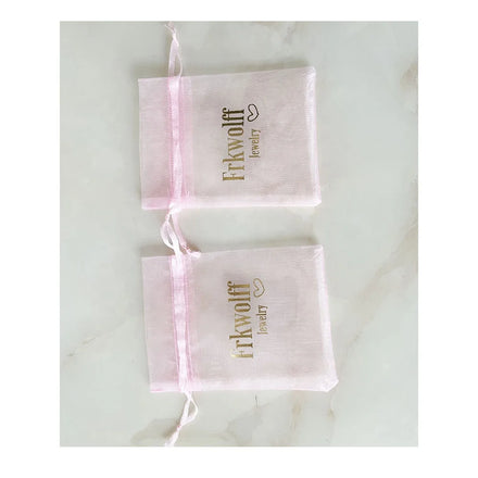Custom Drawstring Bag pink Organza Gift Pouch Bag With Gold Foil Logo