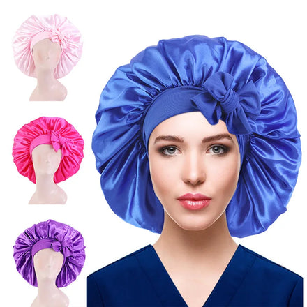 Wholesale Extra Large Satin Bonnet Stretch Ribbon for Nightcap with Knotted Bandana Hat Solid Color Daily & Party Appropriate