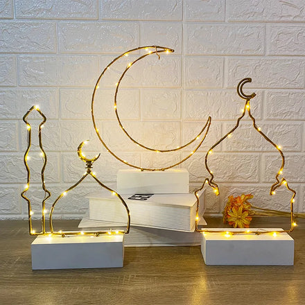 Ramadan Eid Mubarak Decorations Large Eid Mubarak Lights String Ramadan Decor Moon Shaped Light Home Decoration Lights