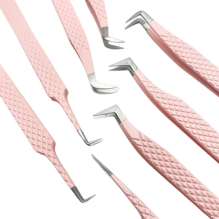 New Style Stainless Steel Fiber Tip Lash Tweezers Fiber Grip Tweezers Custom logo 90 Degree Tweezers for Eyelash Extension