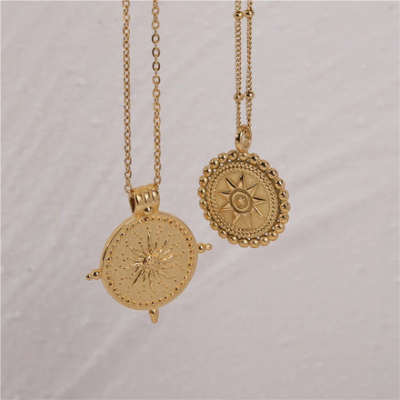 Fenny Permanent Unique Non Tarnish Star Sun Pendant Necklace Stylish for Women Stainless Steel Jewelry Wholesale