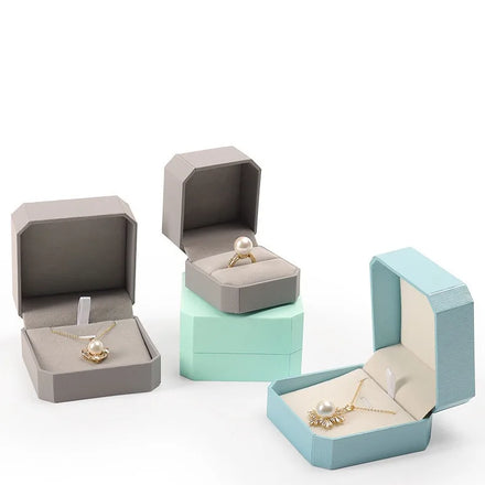 New Arrival Customized Logo Printed Fashionable Blue Leatherette Paper Pendant Bracelet Necklace Jewelry Packaging Gift Box