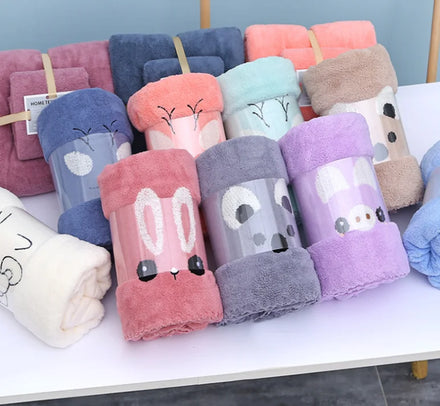 Wholesale Kids Cartoon Micro Fiber Multi Colors and Animal Pattern Beach Towel Two Piece Set Swimming Microfiber Beach Towels