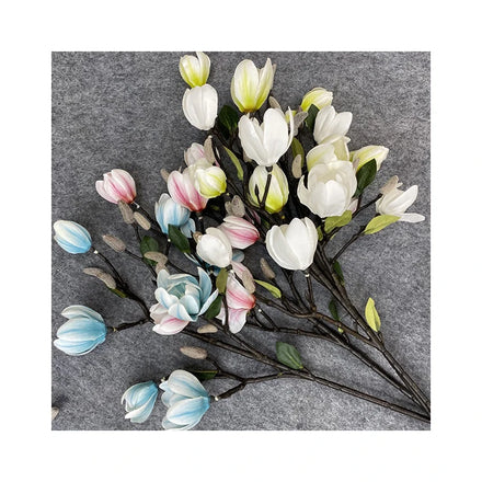 Artificial Plants and Flowers Plastic Decorations 3D 7 Heads Yulan Flower