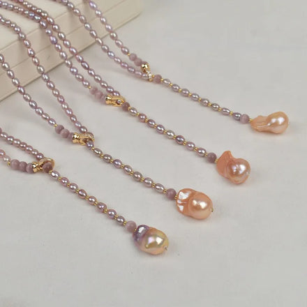 Fashion Jewelry Baroque Freshwater Pearl Sweater Chain Necklace with Brass Plated 4-5mm Length 60cm 1928197