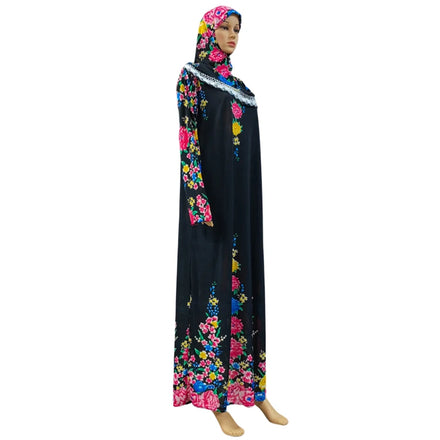 Muslim Dress for Women Long Sleeve Muslim Prayer Clothes Loose Hooded Abaya Elegant Modest Lace Robe Islamic Hijab Long Dress