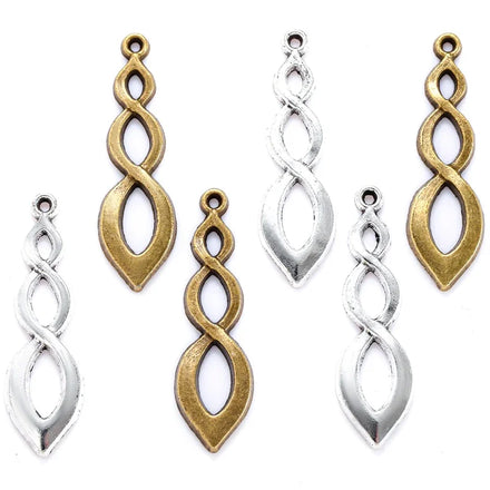 Antique Metal Drop Shape Charms Tibetan Silver Plated Bronze Pendants Earring Necklace Jewelry Making 37*11mm B136