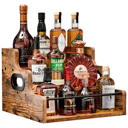 Tailai 3-Step Countertop Liquor Wine Rack Retro Bar Shelf Stand Home Mini Bar Coffee Syrup Display Shelf Whiskey Spirits