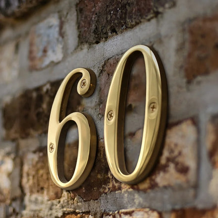 4 Inch. 10cm Solid Brass Letters Modern House Number Door Numbers Mailbox Numbers