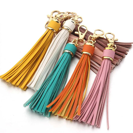 New Fashion Tassel Key Chain Women Cute Tassel KeyChain Bag Accessory PU Leather Tassels Car Key Ring Fringe Jewelry