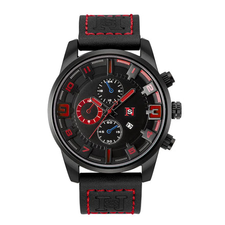 TOMI-NS Watch Men Big Dial Quartz Watch Mens Fashion Brand Luxury Leather Sports Wristwatch Date Clock
