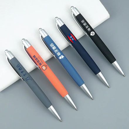 Business Gift Pen Color Spray Glue Push Advertising Plastic Pen Hotel Conference Ballpoint Pen Logo Customization