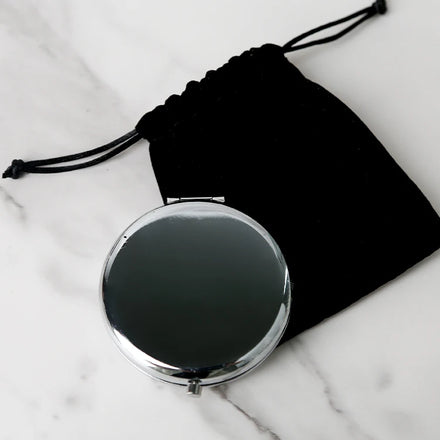 Gloway Beauty Tools Custom Logo Silver Portable Makeup Mirror Round Mirror With Bag