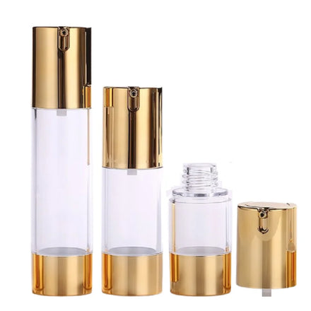 Airless Pump Bottle 15ML 30ML 50ML U Type Empty Cosmetic Serum Lotion Packaging Vacuum AS Clear Gold Silver Refillable Bottles